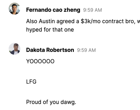 Fernando Zheng — $3K/month client